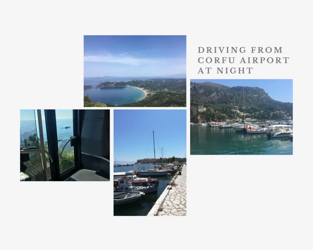 Driving From Corfu Airport At Night Guide-blue waters and coastline in Corfu