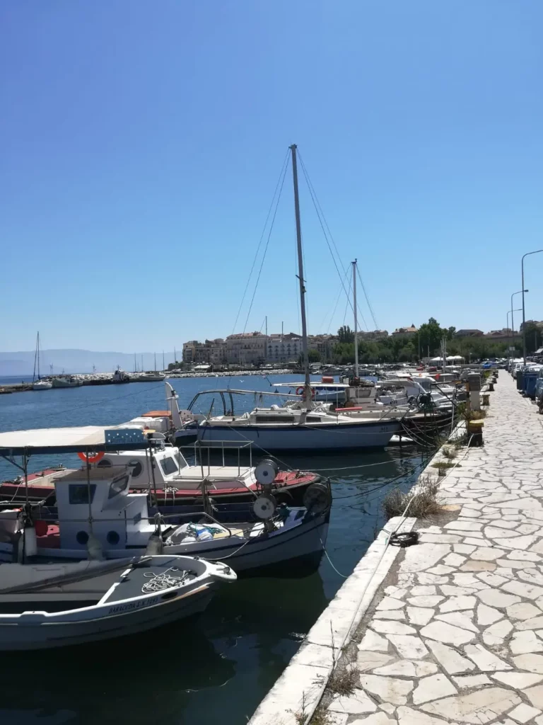 What is it like driving from Corfu Airport?-boats and blue waters at Corfu Harbour