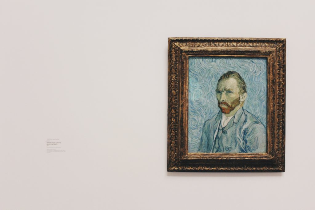 3 days in Amsterdam, The Van Gogh Museum, painting of Van Gogh, wood photo frame, white wall